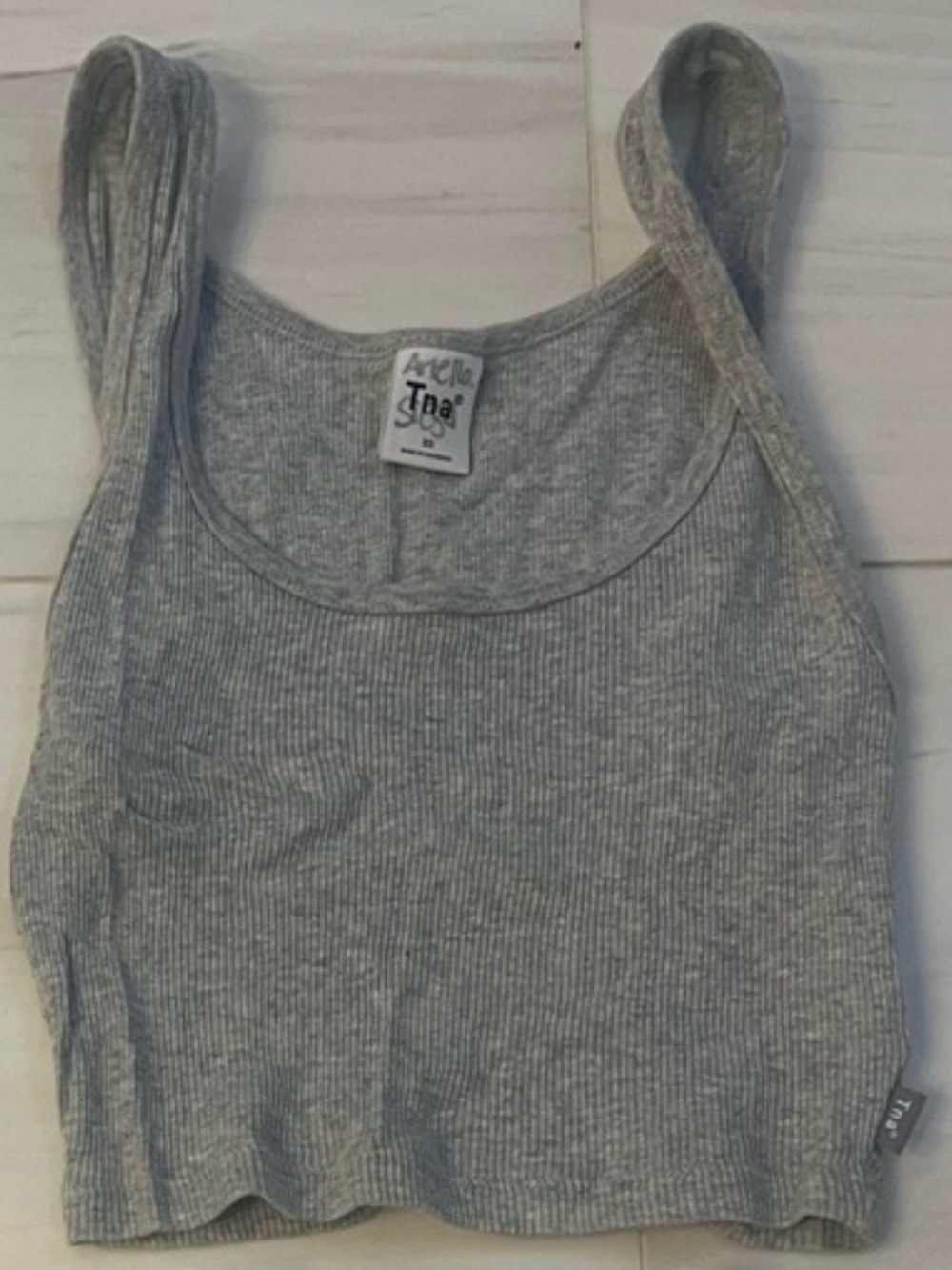 TNA Ribbed Light Gray Crop Tank — Women
